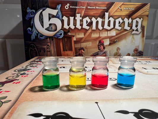 Gutenberg ink bottles (board game tokens)