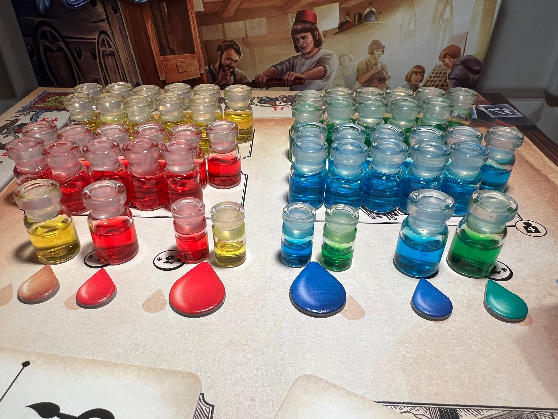 Gutenberg ink bottles (board game tokens)