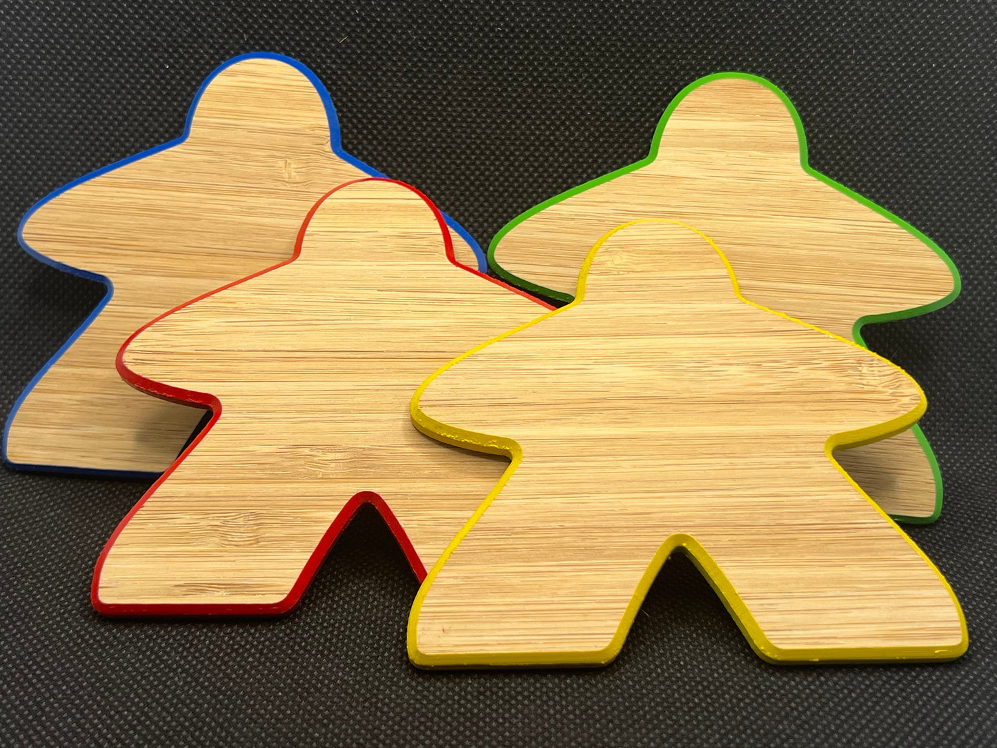 Premium Bamboo Coasters - in shape of a Meeple, set of 6