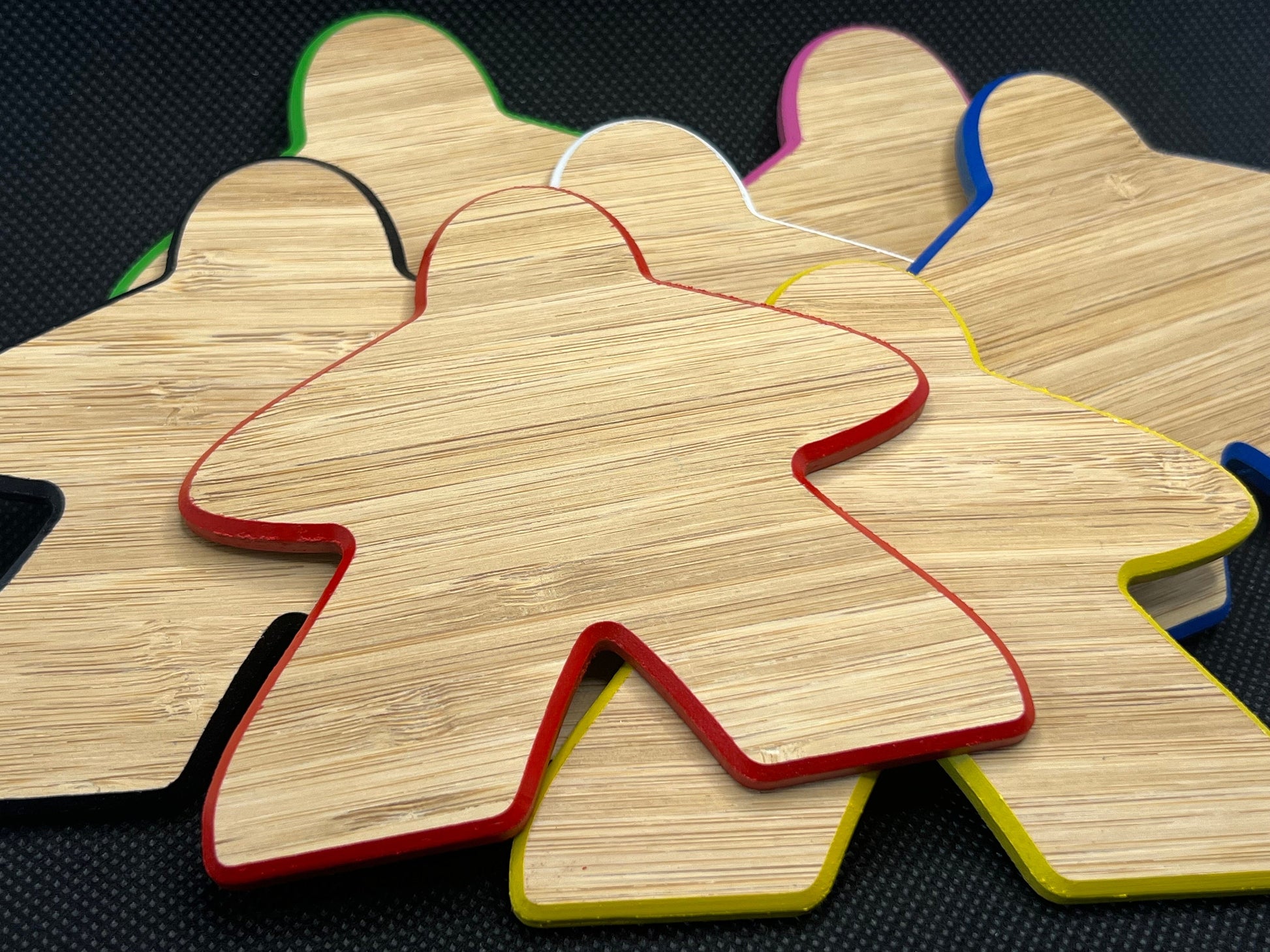 Premium Bamboo Coasters - in shape of a Meeple, set of 6