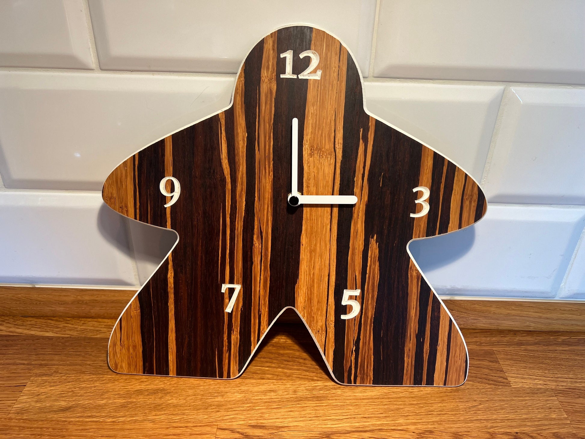 Meeple Wall Clock made from bamboo, silent