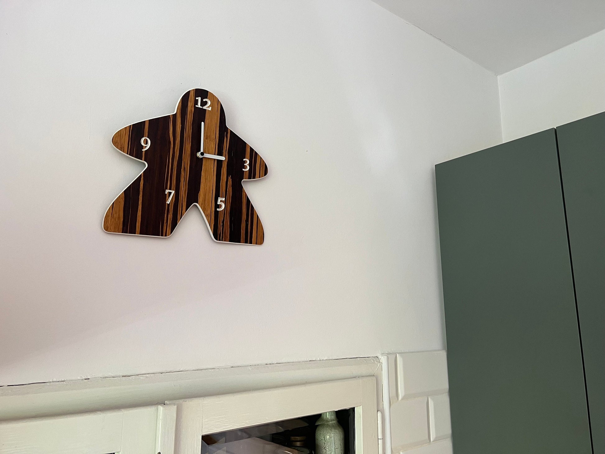 Meeple Wall Clock made from bamboo, silent