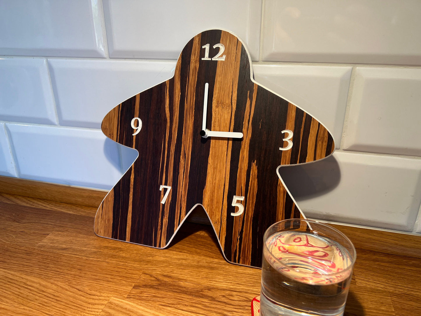 Meeple Wall Clock made from bamboo, silent