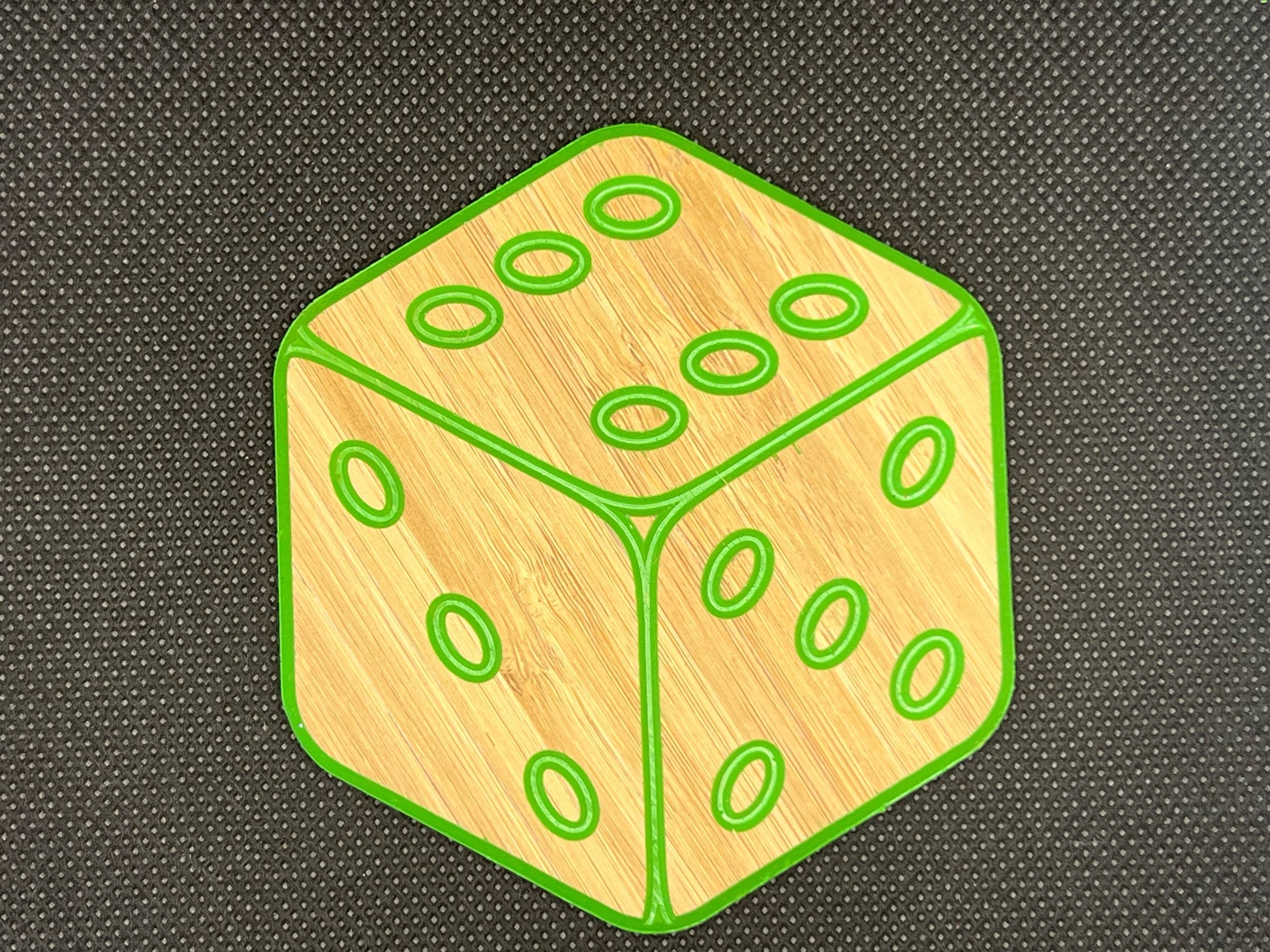 Premium Dice Coasters - Bamboo with colored edges, set of 4