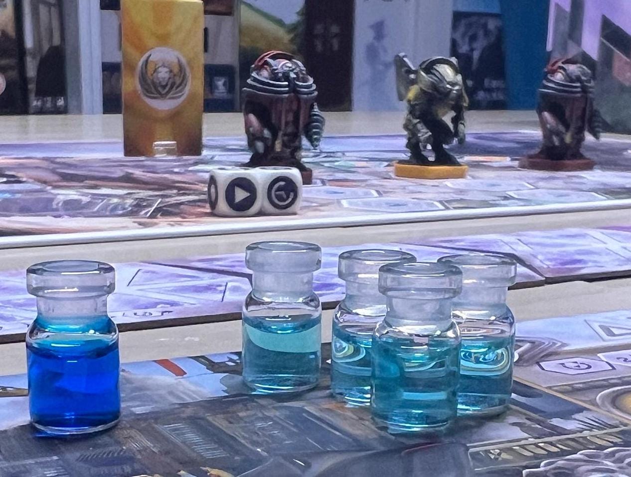 Premium Glass Water Tokens for Anachrony – Durable, Leak-Proof Glass Bottles in Two Shades of Blue (45 Tokens)