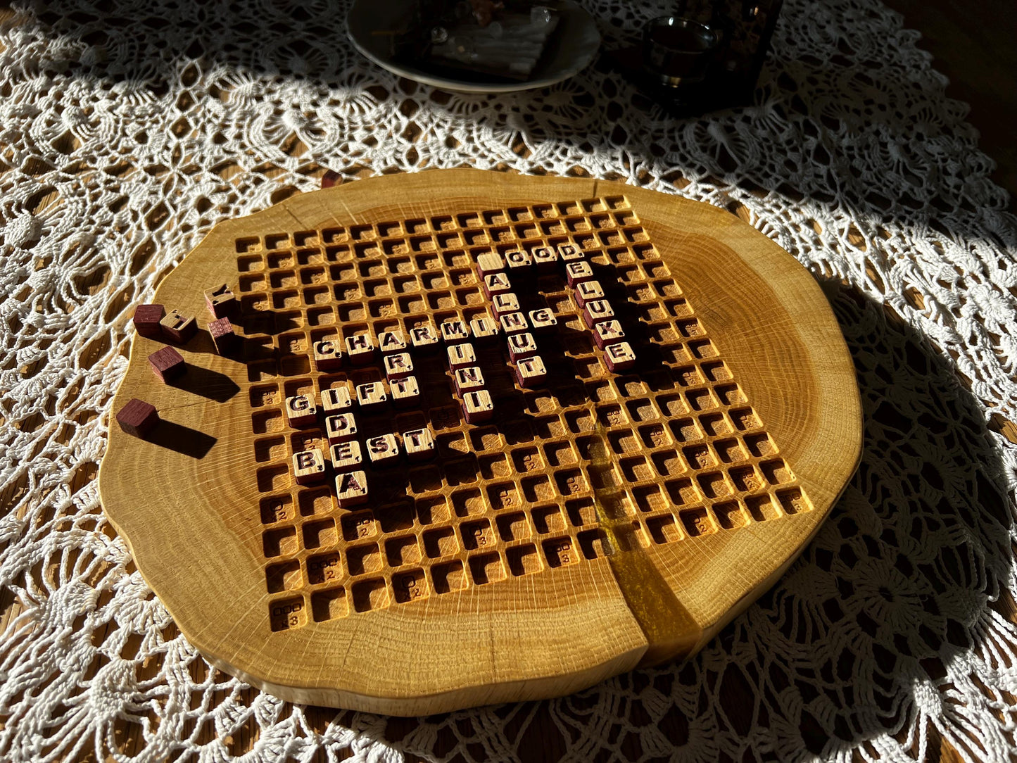 Luxury wooden mini scrabble replacement set