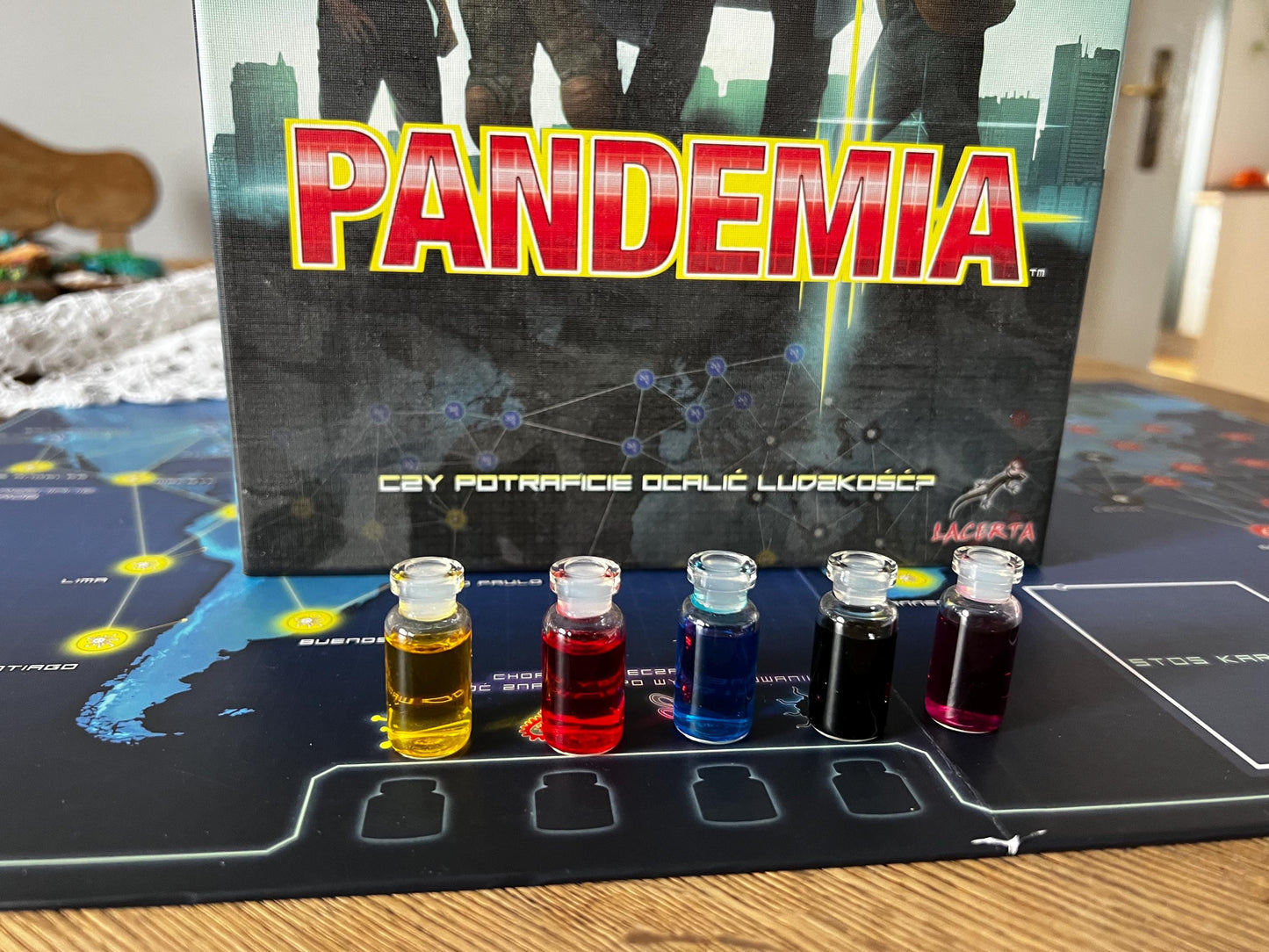 Pandemic Cure Markers - Set of 5 Durable Glass Bottles with Colored Liquid for Board Game Upgrade