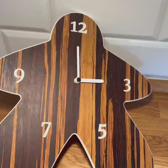 Meeple Wall Clock made from bamboo, silent