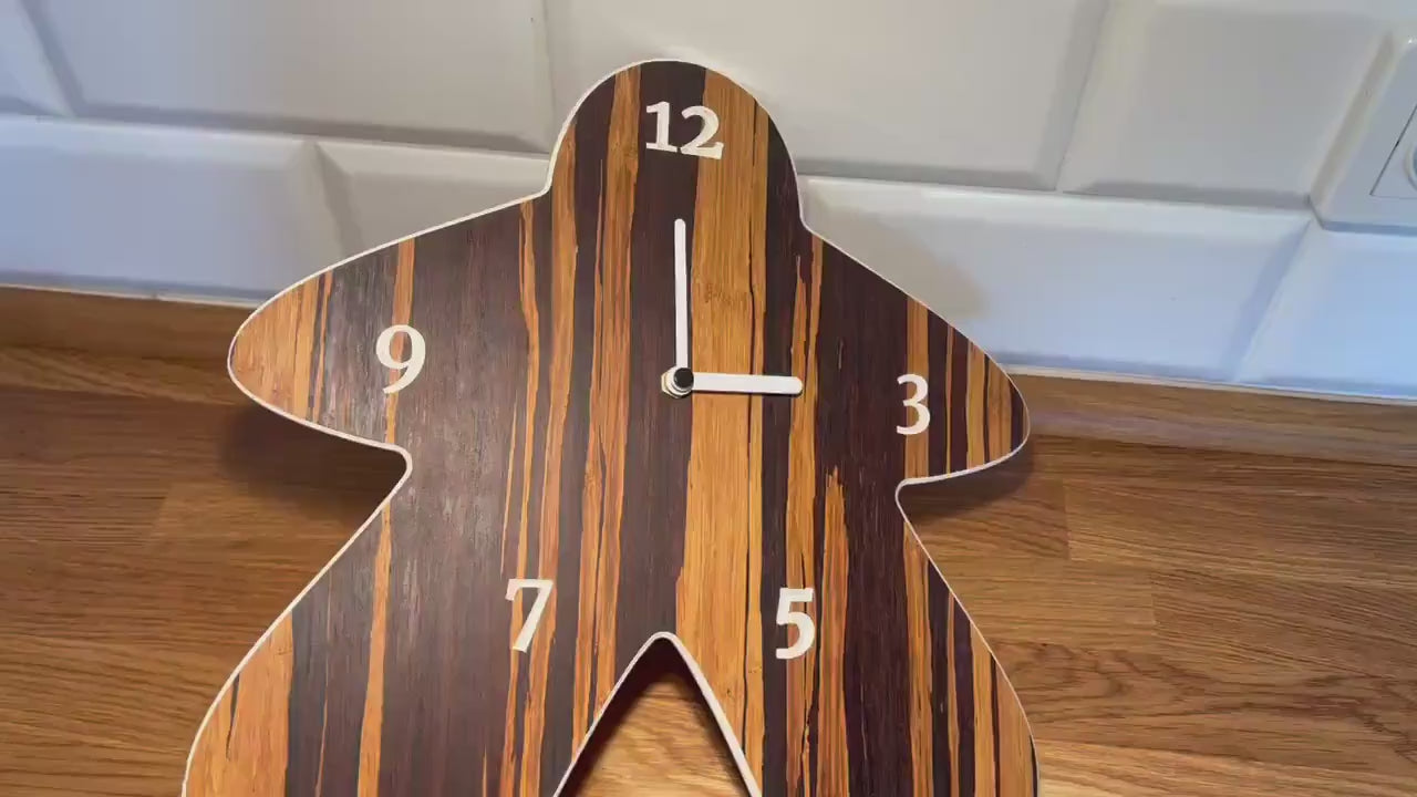 Meeple Wall Clock made from bamboo, silent